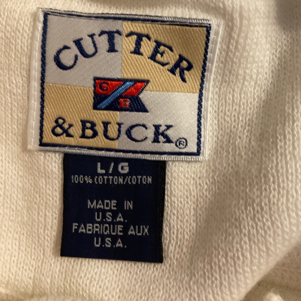 Cutter & Buck White Long Sleeve Polo sweater size L - Picture 2 of 5